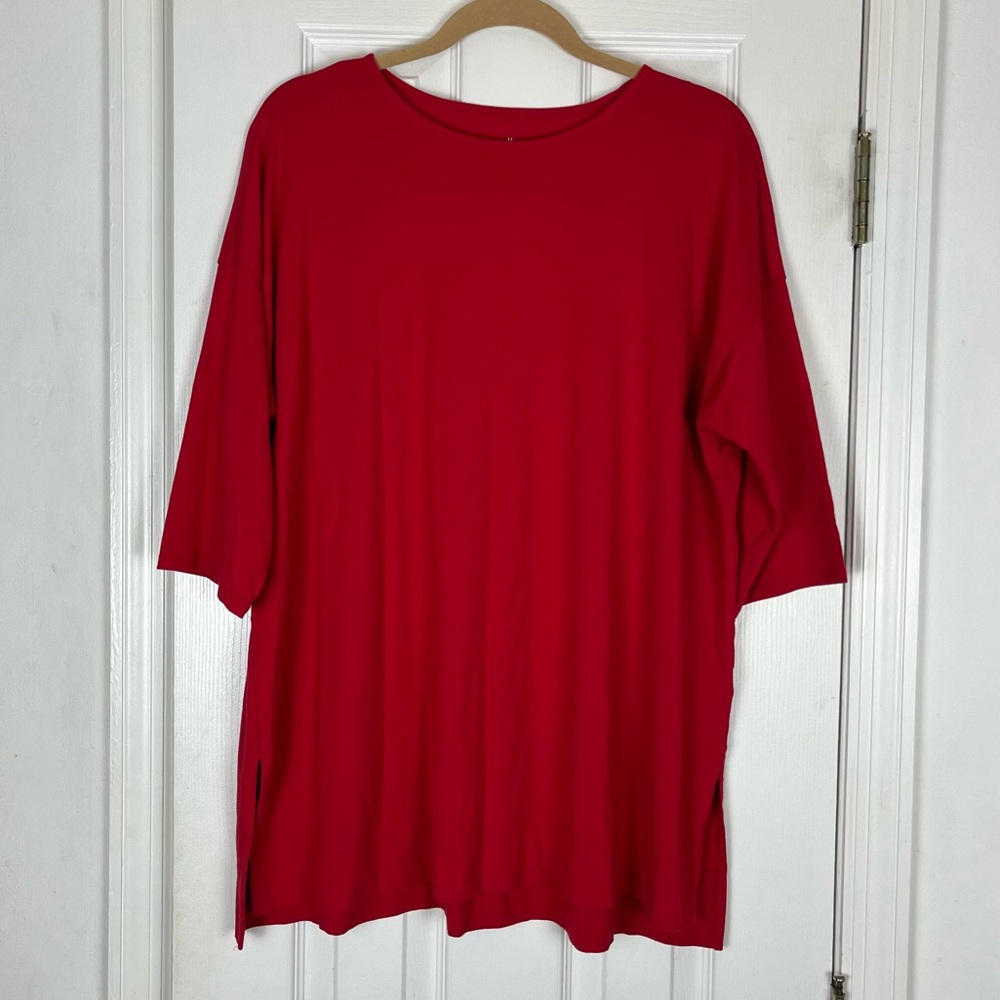 J. Jill Luxe Supima Ballet Sleeve Tunic Top Sz XL Red
